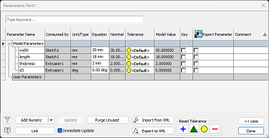 Unselected Export Param column